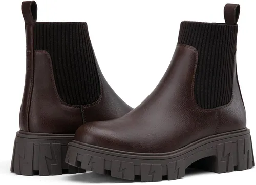 Miniatura 8 de Jeossy Botines 9610 para mujer, con plataforma Chelsea, tacón grueso, suela elástica