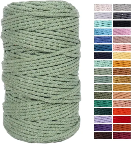 Miniatura 38 de Cuerda de Macramé Gris Claro 3mm x 109 Yardas, Cuerda de Algodón de Colores Cuerda para Manualidades Cuerda de Algodón Colorida para Colgar