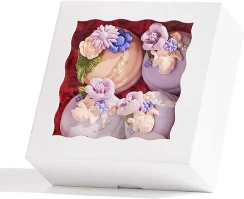 Miniatura 13 de RomanticBaking 51 cajas de panadería de 5 x 5 x 2 pulgadas, cajas de galletas con ventana, cajas de pastelería para macarrones, postres, magdalenas
