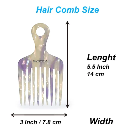 Miniatura 4 de 14MX púas de cabello para mujeres, púas de cabello para cabello rizado, peine de dientes anchos para rizos, púa afro, peine de acetato de 5.5