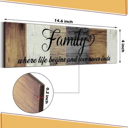 Miniatura 3 de Jetec Letrero de madera familiar de 3 piezas con texto en inglés "This Is Us", decoración rústica de madera para el hogar, decoración de pared Marrón