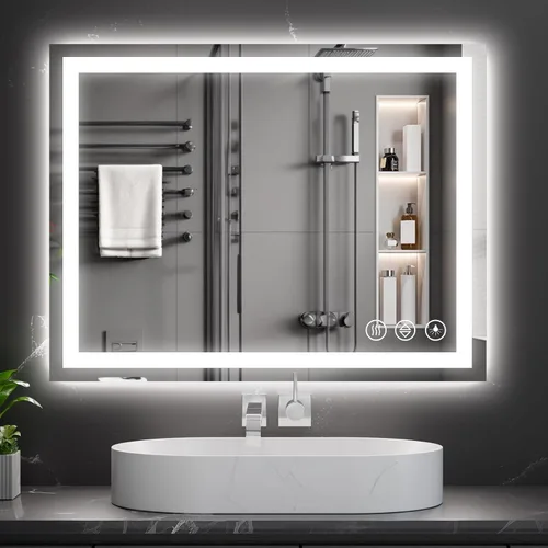 Miniatura 19 de Koonmi - Espejo de baño LED de 20 x 28 pulgadas, retroiluminación + iluminación frontal, espejo de baño LED con luces para pared, 3