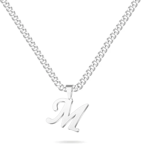 LUXEJEW Collares con inicial de cadena cubana de oro para hombres, dije de letra, collar con inicial para hombres, niños y mujeres, collares con