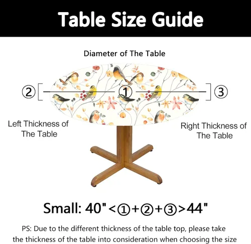 Miniatura 2 de WOAIDY Mantel ajustable redondo elástico, diseño de pájaro, tela de poliéster elástica para cocina, decoración de fiesta de comedor, funda de mesa 4