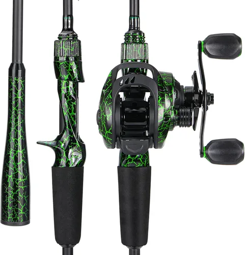 Miniatura 9 de Sougayilang Casting Fishing Rod Combos, IM6 Graphite 2Pc Blanks, Anti-Reverse Baitcasting Reel, Stainless Steel Guides