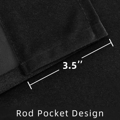 Miniatura 3 de Joydeco Cortinas de terciopelo negro de 63 pulgadas de largo, 2 paneles, cortinas opacas de lujo con bolsillo para barra, cortinas de ventana