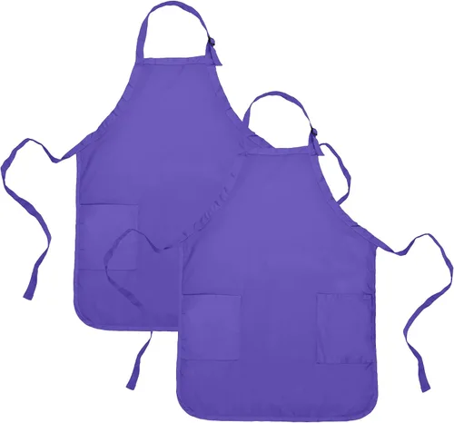 Miniatura 8 de Delantal de cocina para restaurante u hogar, estilo pechera, de hilado de poli algodón (2 bolsillos), Algodón, Negro, 30