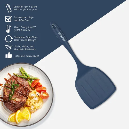 Miniatura 2 de Espátula de silicona extra grande resistente al calor de 600 °F, antiadherente, flexible, utensilios aptos para lavavajillas, sin BPA, agarres