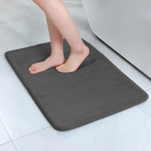 Miniatura 13 de SWEMSTAR Alfombra de baño de espuma viscoelástica con alfombra de inodoro, tapete de baño absorbente de agua para suelo de baño, antideslizante