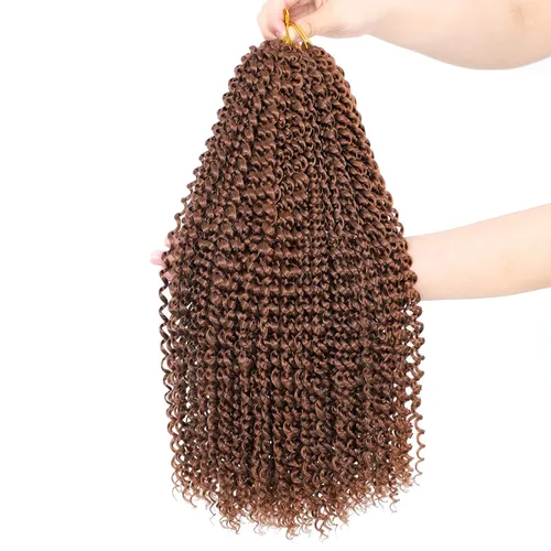 Miniatura 51 de Dansama - 7 paquetes de extensiones de cabello trenzado ondulado Passion Twist, extensiones de cabello de trenzas con ganchillo estilo mariposa, #1B