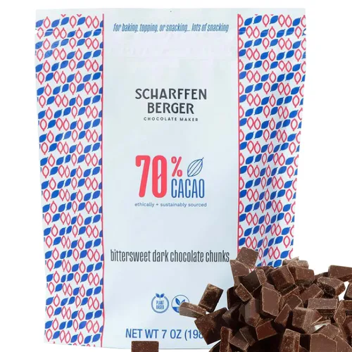 Scharffen Berger Trozos de Chocolate para Hornear (7 onzas, paquete de 3) - Trozos de Chocolate Semi-Amargo Oscuro para Hornear, 70% Cacao, Sin