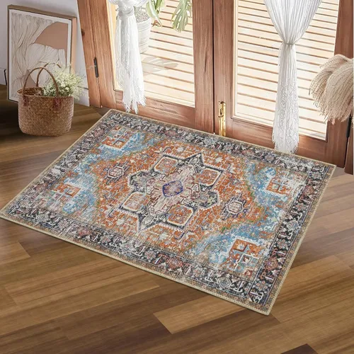 Miniatura 32 de COZYLOOM Alfombra vintage de 2 x 6 pies, estilo oriental con estampado floral, envejecida, estética, bohemia, de felpilla, para entrada, pasillo