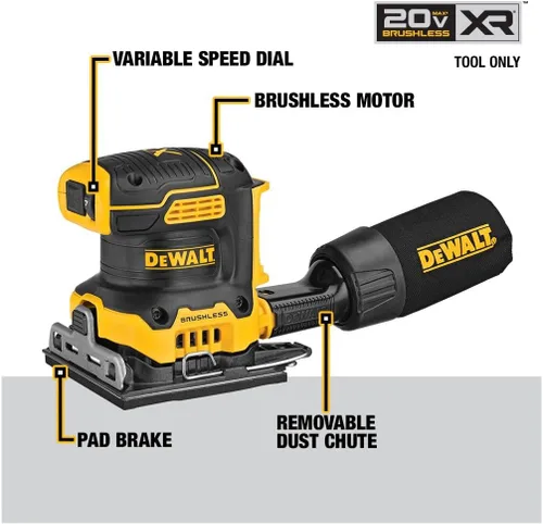 Miniatura 12 de DEWALT Lijadora inalámbrica de velocidad variable de 1/4 hoja sin escobillas MAX XR de 20 V (solo herramienta) (DCW200B)
