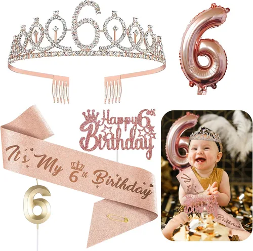 Miniatura 14 de Decoraciones de cumpleaños de 3 para ella – 5 regalos que incluyen corona de tercera tiara, banda, decoración de pasteles, globos, velas