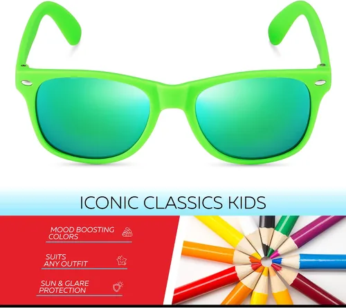 Miniatura 210 de Retro Rewind Lentes de sol para niños y niñas de 3 a 12 años, inastillables, UV400, lentes de sol para niños pequeños