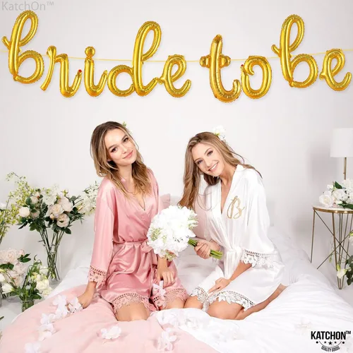 Miniatura 5 de KatchOn, Globos dorados con texto en inglés "Bride To Be", 16 pulgadas, globos de despedida de soltera para decoraciones de despedida de soltera, Oro