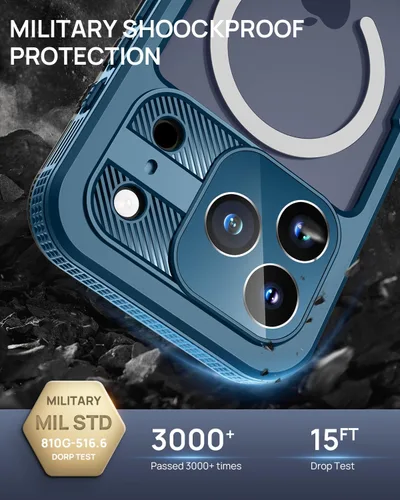 Miniatura 4 de Lanhiem Funda magnética para iPhone 17 Pro Max, IP68 impermeable, a prueba de polvo, compatible con Magsafe, protector de pantalla integrado, cuerpo
