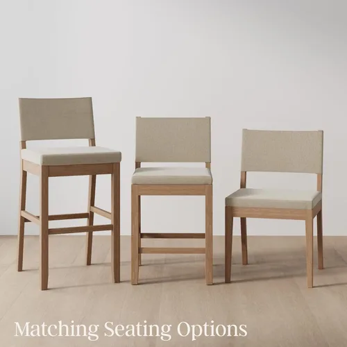 Miniatura 11 de Nathan James - Linus - Moderna silla de comedor tapizada con patas de madera de caucho sólida con acabado cepillado en marrón - Lino natural/marrón