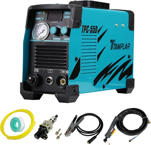 Cortador de plasma TPC-55D, cortadora de plasma de arco táctil de 55 amperios con 110 V/220 V doble volataje inversor IGBT de alta frecuencia corte