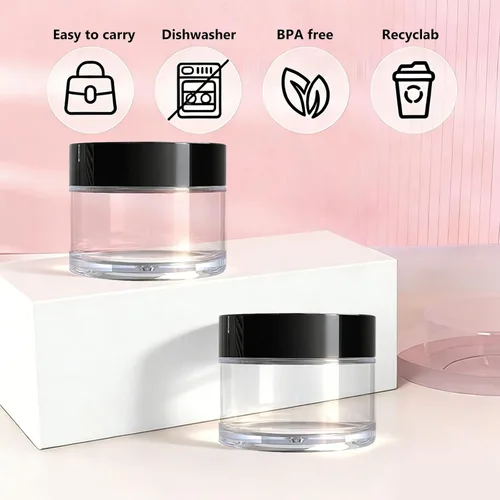 Miniatura 8 de Recipientes de tamaño de viaje para artículos de tocador, 4 frascos pequeños de cosméticos de 1 onza para maquillaje, cremas faciales, loción