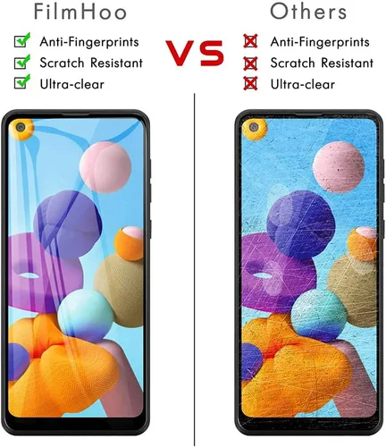 Miniatura 6 de Protector de pantalla de cobertura completa para Samsung Galaxy A21, 2 unidades, de alta transparencia de seda negra resistente a los arañazos