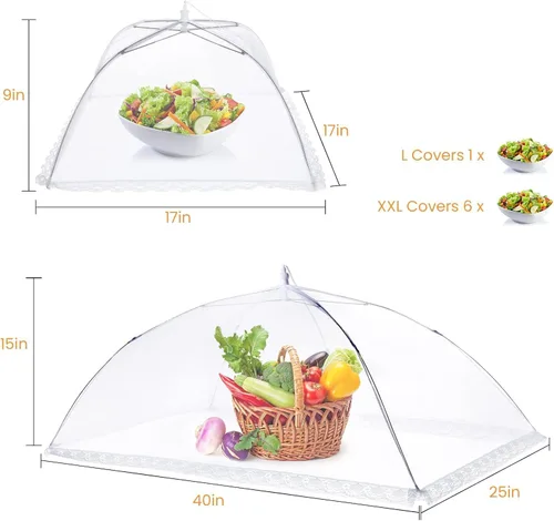 Miniatura 3 de Cubiertas de alimentos para exteriores – 2 tiendas de campaña extra grandes (40 x 25 pulgadas) y 6 grandes (17 x 17 pulgadas) para tiendas