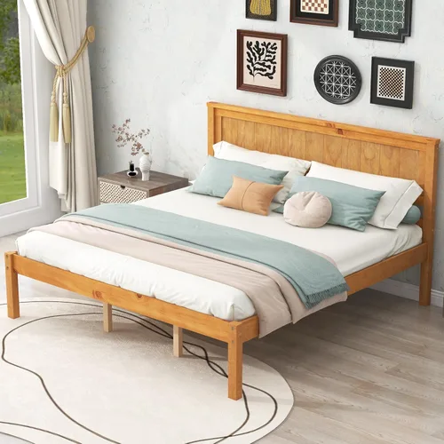 Miniatura 14 de Merax. WF186776 - Marco de madera para cama individual con almacenamiento, cabecero, soporte de listones de madera (espresso)