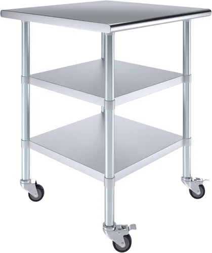 Miniatura 29 de AmGood Stainless Steel Work Table with 2 Shelves and Casters Metal Utility Table On Wheels