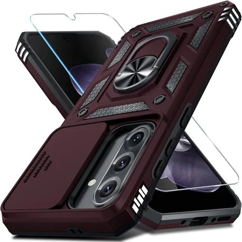 Miniatura 13 de Janmitta Funda compatible con Samsung Galaxy A26 5G, funda integrada para lente de cámara deslizante + protector de pantalla + soporte de anillo