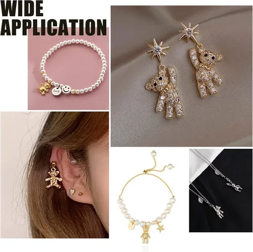 Miniatura 6 de CHGCRAFT 60 colgantes de oso dorado de 0.57 pulgadas para pulseras, collares, aretes, joyería, 0.571 in de largo