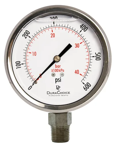 Miniatura 12 de Medidor de presión de acero inoxidable lleno de aceite de 4" - 1/2" NPT montaje inferior 1000PSI