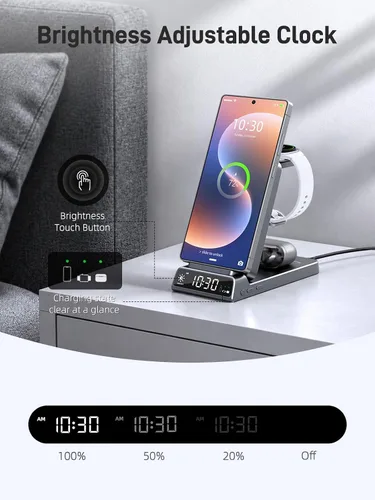 Miniatura 3 de Cargador inalámbrico para Samsung, estación de carga inalámbrica 3 en 1 para Samsung Galaxy S26/25/24Ultra/Z Flip 7/6/5, cargador de reloj rápido
