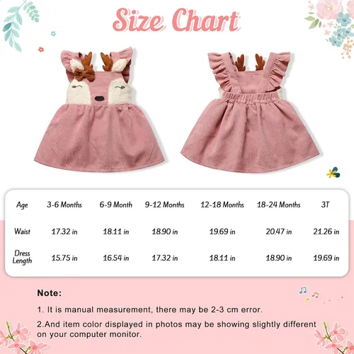 Miniatura 6 de MBMSHEGH Vestidos de bebé para niña, vestido sin mangas con volantes, lindo vestido de reno, vestidos casuales de otoño para niños, Rosado