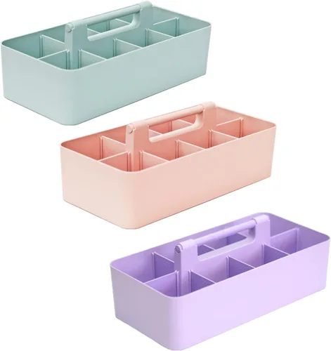 Miniatura 29 de Cesta grande portátil, divisores DIY, 8 compartimentos, organizador para suministros escolares, de oficina, para el hogar y negocios, cesta portátil