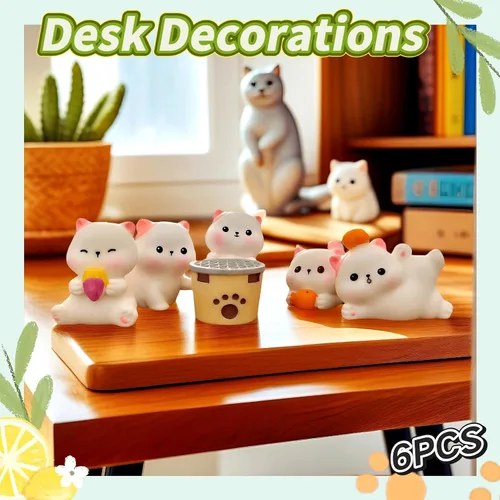 Miniatura 4 de 6 piezas de figuritas de gato en miniatura, gatos en miniatura de resina, figuritas de gatos en miniatura, animales lindos, figuritas de gato