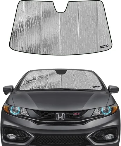 Pigenius Parasol de parabrisas para Honda Civic Coupe 2012-2015, reversible plateado/negro
