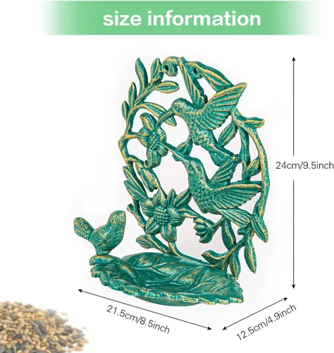 Miniatura 7 de Sungmor Comedero para pájaros de hierro fundido montado en la pared, lindo comedero para colibríes, pequeño baño de agua, comedero para pájaros