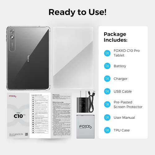 Miniatura 7 de Tablet C10 Pro 2025 con ranura para tarjeta SIM de 10.1 pulgadas, teléfono y tableta 2 en 1, batería de 5000 mAh, 4 GB+64 GB (1 TB expandible)
