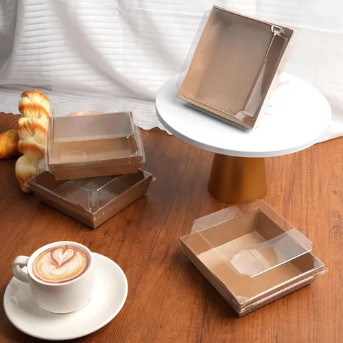Miniatura 5 de Paquete de 100 cajas de charcutería con tapas transparentes, recipientes cuadrados desechables de 5.5 x 4.9 x 2.4 pulgadas, cajas de postre, cajas