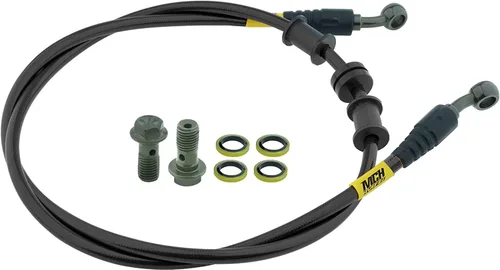 Manguera de aceite para freno hidráulico de motocicleta - 400mm/15.75" Línea de aceite trenzada de acero M10 de 28 grados para bicicleta de tierra