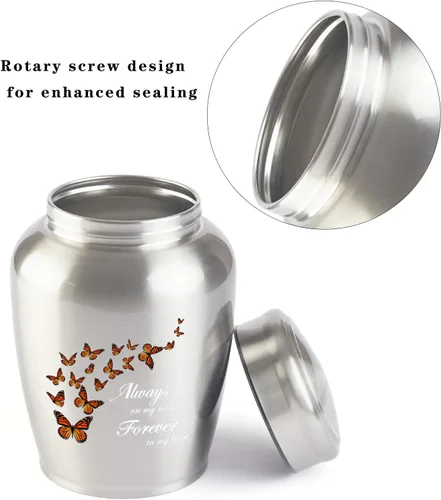 Miniatura 4 de Urna grande de mariposa de hasta 180 libras para cenizas para mujeres, hombres, adultos, hombre y mujer, acero inoxidable