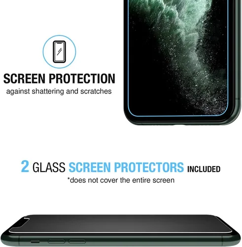 Miniatura 3 de Funda para iPhone 11 Pro Max con 2 protectores de pantalla de vidrio [protección completa] - Transparente