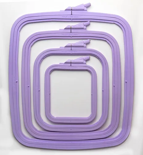 Miniatura 24 de Nurge 5 aros cuadrados grandes de plástico para bordar, aro de costura cruzada, aro de aguja perforadora, multicolor
