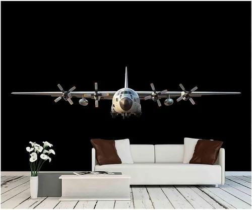 wall26 - Aviones de transporte militar sobre fondo negro - Mural de pared extraíble | Papel tapiz autoadhesivo grande - 66x96 pulgadas