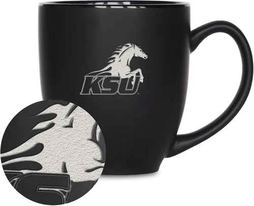 Miniatura 423 de Rico Industries - Taza de cerámica mate negra con grabado láser estándar de 15oz para NCAA (escuelas T & U) - Para bebidas calientes o frías