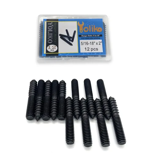 Miniatura 38 de Paquete de 12 unidades de pernos de gancho de 5/16-18 x 3 pulgadas negros