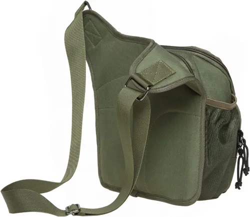 Miniatura 4 de Bolso de mensajero de lona vintage para hombre, bolso de mensajero de retazos de cuero en el pecho 3-3-ejército Verde