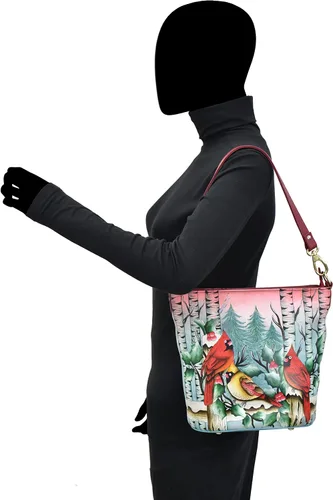 Miniatura 4 de Anuschka Hobo alto de cuero genuino pintado a mano para mujer