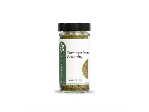 Savory Spice - Espolvorear con pesto y parmesano, gran mezcla de salsa y aderezo, agregar a la pizza (tarro mediano - Neto: 1.95 oz)