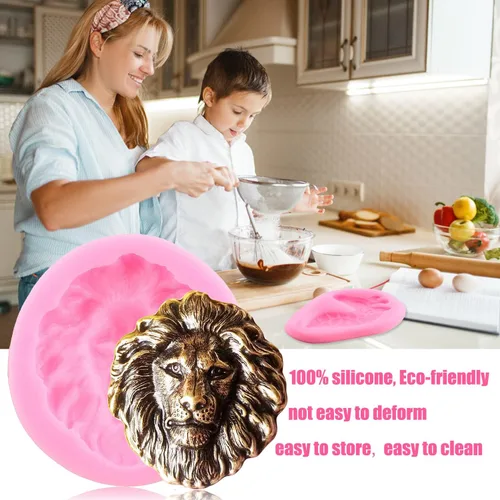 Miniatura 3 de ZiXiang Moldes de silicona para cabeza de león, molde de fondant de jirafa, elefante, cabeza de animal, molde de caramelo para decoración